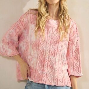 Blush Cable Knit Sweater